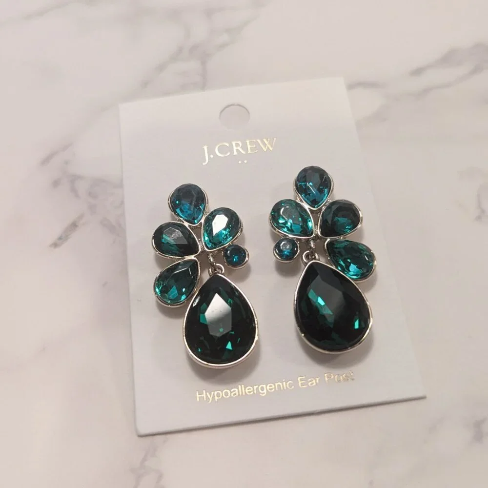 J.Crew Factory Crystal Petal Statement Earrings
